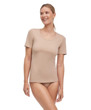 Falke 2-Pack T-Shirt Round-neck Daily Comfort Kadın Gömlek Kahverengi | 35DIRAGWE
