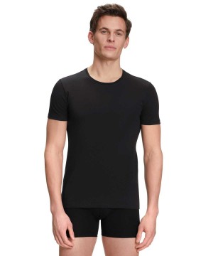 Falke 2-Pack T-Shirt Round-neck Daily Comfort Erkek Kısa Kollu Gömlek Siyah | 15GYWHPKU