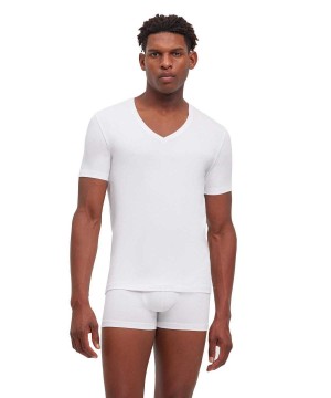 Falke 2-Pack T-Shirt V-neck Daily Comfort Erkek Kısa Kollu Gömlek Beyaz | 60DQCUPSN