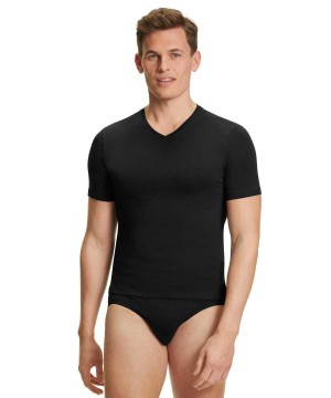 Falke 2-Pack T-Shirt V-neck Daily Comfort Erkek Kısa Kollu Gömlek Siyah | 41JUIXCPB