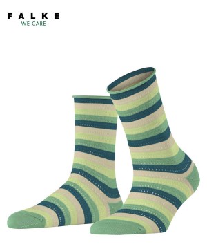 Falke Dopamine Stripe Socks Kadın Çorap Yeşil | 49QWOGRUT