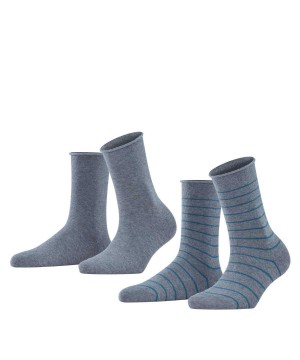 Falke Happy Stripe 2-Pack Socks Kadın Çorap Gri | 24JBRLAES