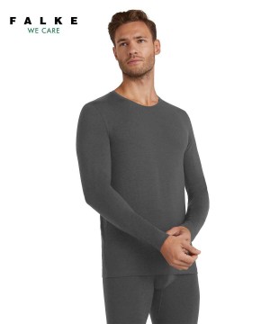 Falke Long sleeve shirt Round-neck Daily ClimaWool Erkek Long Sleeve T-Shirts Gri | 21YMJPTEF