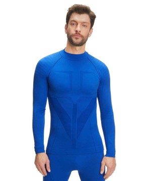 Falke Long sleeve shirt Warm Erkek Long Sleeve T-Shirts Mavi | 42BIWXFUZ