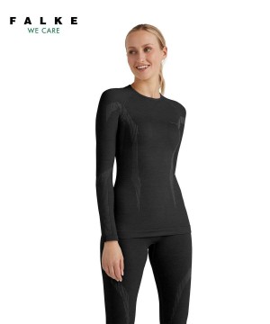 Falke Long sleeve shirt Wool-Tech Kadın Uzun Kollu Gömlek Siyah | 53WKVZNFH