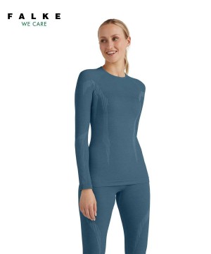 Falke Long sleeve shirt Wool-Tech Kadın Uzun Kollu Gömlek Mavi | 91KIEXOGM