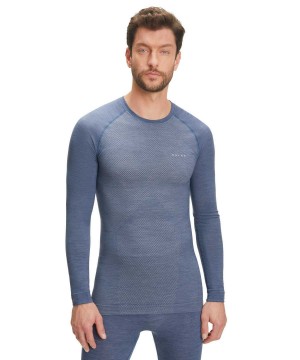 Falke Long sleeve shirt Wool-Tech Light Erkek Long Sleeve T-Shirts Mavi | 03OMWTADQ