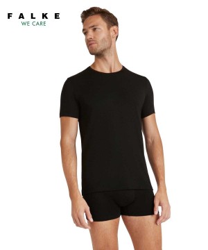 Falke T-Shirt Round-neck Daily ClimaWool Erkek Kısa Kollu Gömlek Siyah | 32ZCGPOYX