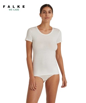 Falke T-Shirt Round-neck Daily ClimaWool Kadın Gömlek Beyaz | 05TGRQOHW