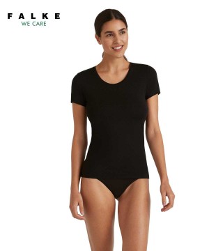 Falke T-Shirt Round-neck Daily ClimaWool Kadın Gömlek Siyah | 45DMAEPOK