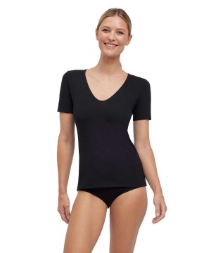 Falke T-Shirt V-neck Daily Climate Control Kadın Gömlek Siyah | 49SXEZANI