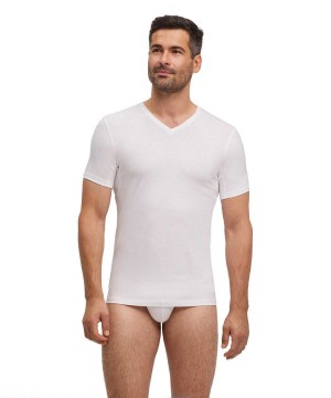 Falke T-Shirt V-neck Daily Climate Control Erkek Kısa Kollu Gömlek Beyaz | 69BJGKEPD