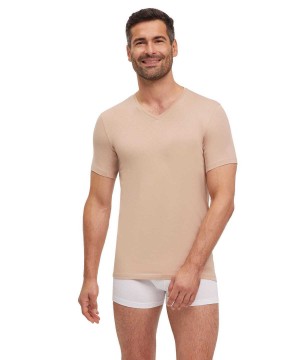 Falke T-Shirt V-neck Daily Climate Control Erkek Kısa Kollu Gömlek Kahverengi | 61YXJMUFD
