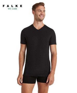 Falke T-Shirt V-neck Daily Natural Erkek Kısa Kollu Gömlek Siyah | 26GXDNHMS