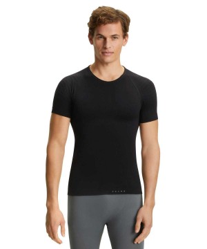 Falke T-Shirt Warm Erkek Kısa Kollu Gömlek Siyah | 01NQGCJOT