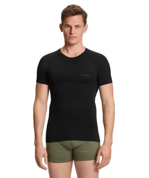 Falke T-Shirt Wool-Tech Light Erkek Kısa Kollu Gömlek Siyah | 85ZKJRVWU